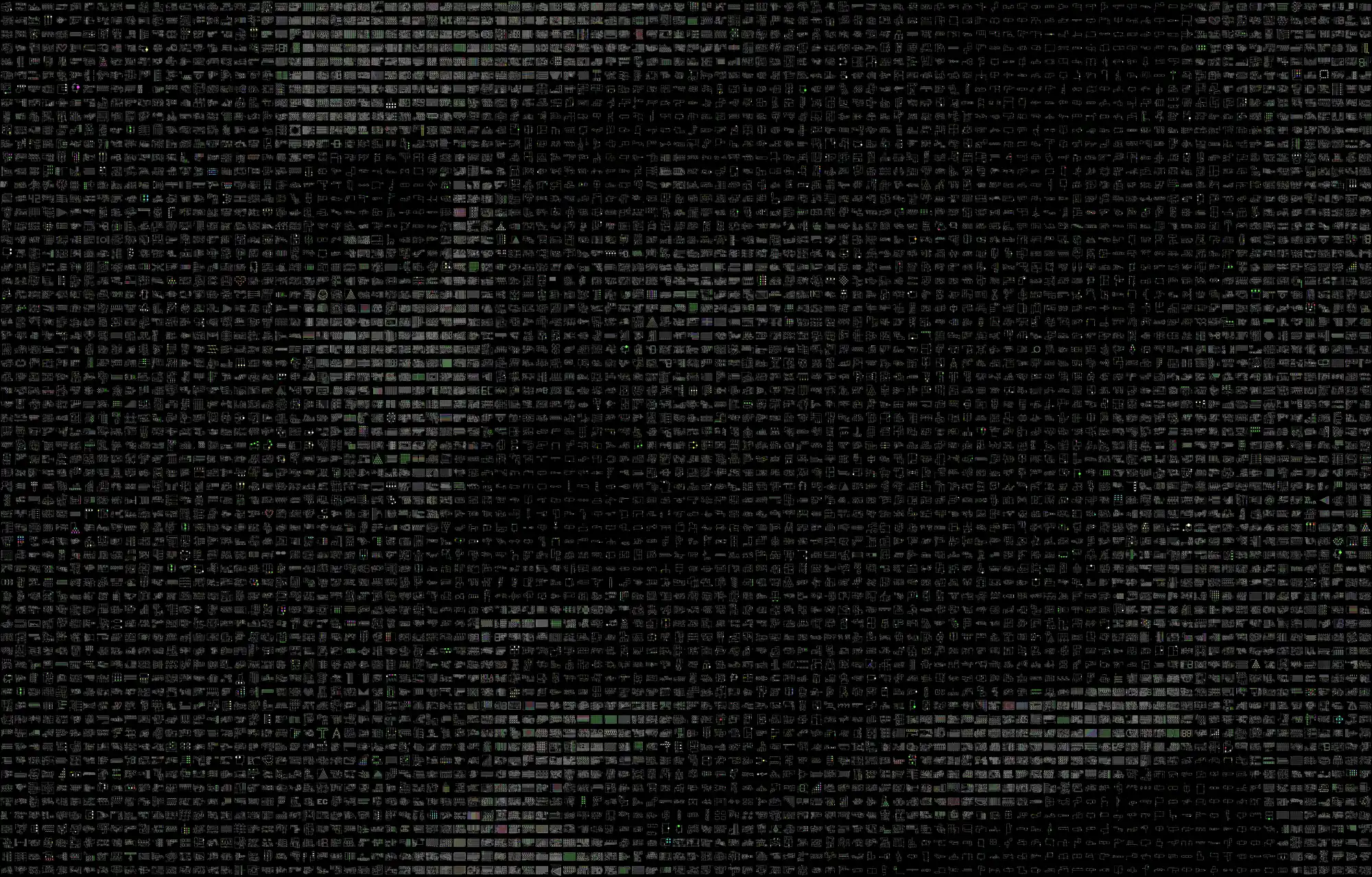 Thousands of clickable electronic circuit schematics organized into a portrait of Nikola Tesla.